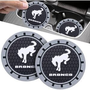 Ford Bronco Cup Holder Coasters 2.75” Silicone Anti-Slip Interior 2 Pack